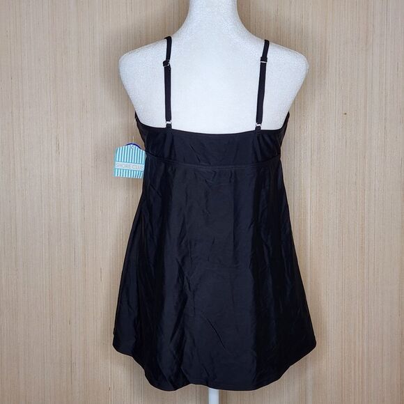Swimsuits for All Tie Front One-Piece Swimsuit Swim Dress Black Women's Size 12 - Picture 4 of 11